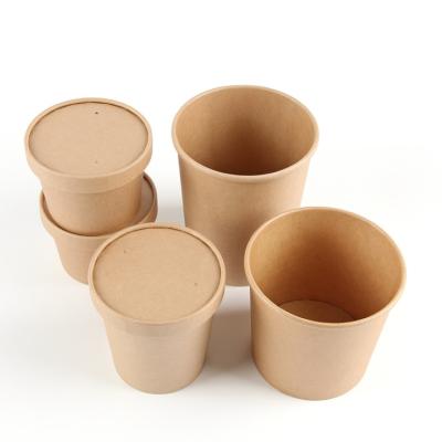 China 100% Eco Friendly Manufacturer Customized Biodegradable Noodle Containers Eco-Friendly PLA Paper Soup Bowl With Lid for sale