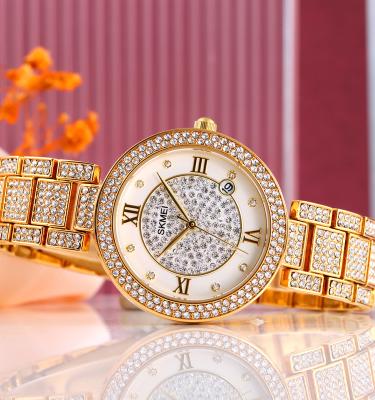 China 2021 Skmei 1739 Chronograph Stainless Steel Luxury Custom Logo Band Gold Women Watch 2021 bling for sale