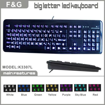 China Standard illuminated keyboard with large letter printing for sale