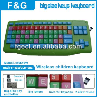 China Standard Russian language kids wireles keyboard with colorful keycaps for sale