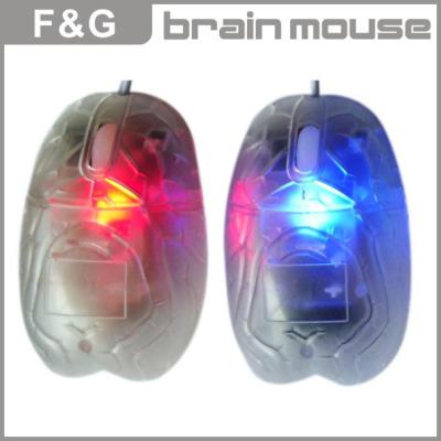 China 3D frosted color brain mouse with blue led light for sale