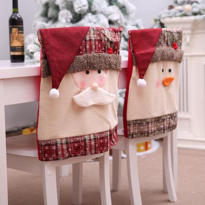 China Simple Christmas Decoration Products Chair Cover Snowman Gift for sale