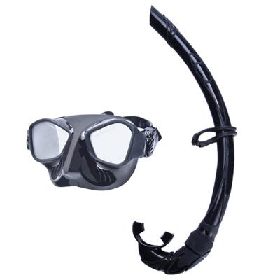 China Universial Size Low Volume Freediving Mask Tempered Glass Spearfishing Mask Silicone Snorkel Set for sale