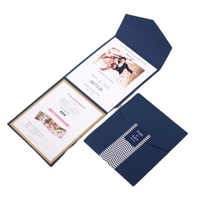 China Luxury High Quality Blue Europe Lace Wedding Party Invitation Card Business Greeting Card for sale