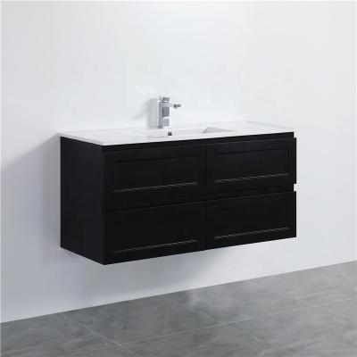 China Modern Luxurious Bathroom Waterproofing PVC Vanity Exterior Assembled Seamless Wall Hung Cabinet for sale