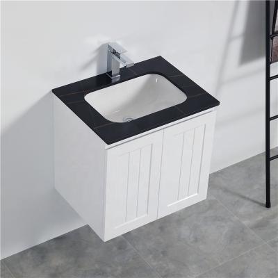 China Hot Selling Modern European Style Wall Rack Design Slate Countertops Vanity Bathroom Cabinet for sale