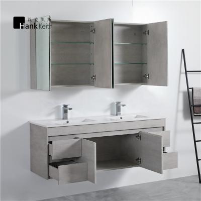 China Custom Factory Mositure Water Resistant Waterproof And High Sink Wall Mounted Basin Bathroom Vanity Cabinets for sale