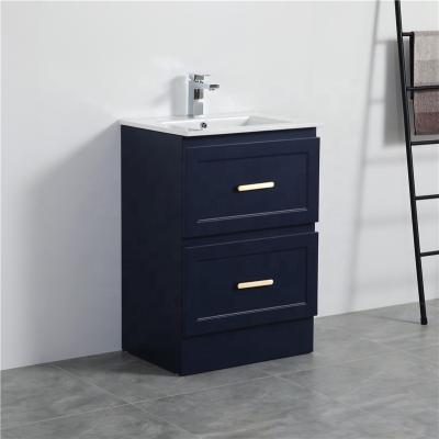 China Modern Hank Keith 2 Drawers Luxury Designed Navy Blue 24 Inch Bathroom Cabinets Vanity for sale