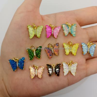 China Fashionable Brass Butterfly Crystal Cubic Stone Colorful Tiny Pendant for sale