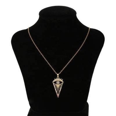 China FASHIONABLE Multicolor Zircon Gold Filled Geometric Devil's Eye Triangle Pendant Necklace for sale