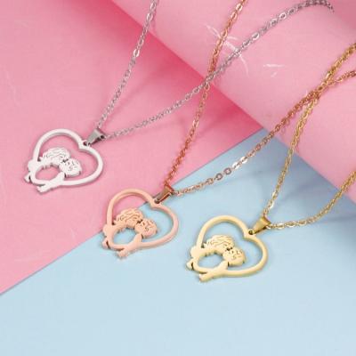 China TRENDY Boy Girl Kiss Lover Heart Name Date Necklace Jewelry for sale