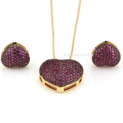 China Trendy Rainbow CZ Pave Heart Shape Earring for sale