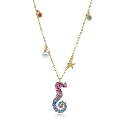 China Ocean Style TRENDY Gold Plated Seahorse Design Charm Pendant Necklace for sale