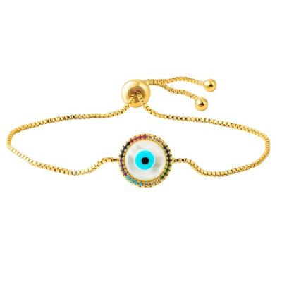 China Fashion CZ Turkey Blue Eye Romantic Unique Turkish Charm Jewelry Adjustable Bracelet for sale