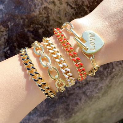 China Religious Gold Miami Cuban Chain Bracelet For Women for sale