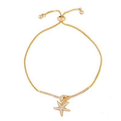 China Cute Luxury Copper Starfish Shaped Bangle Jewelry Bracelet for sale