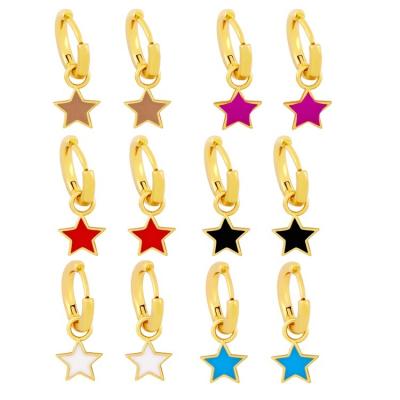 China Religious Korean Style Star Drop Earrings Color Enamel Oil Drip Ear Ring For Women for sale