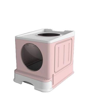 China Wholesale New Viable Stain Cat Litter Rubik's Cube Cat Toilet Deodorizer Bed Basin Fully Enclosed Splashproof Folding Box Wholesale for sale