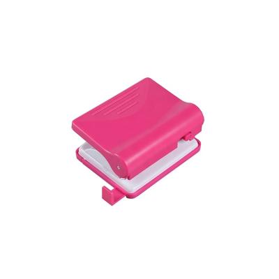 China Plastic + 2 Hole Metal Office Logo Custom Colored Pink 20 Sheets Plastic Paper Punch for sale