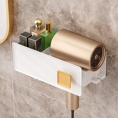 China Nafenai Bathroom Multi-Functional Hair Dryer Stand Self Adhesive Shelf Storage Hair Dryer Holder for sale