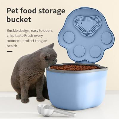 China Nafenai Sustainable Pet Cat Food Barrel Sealed Container Dog Food Storage Moisture Proof Plastic Bucket for sale