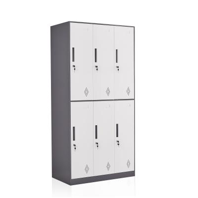 China (Size) 6 Door Adjustable Metal Cabinet Filing Stainless Steel Parcel Locker Storage Cabinet Clothes Wardrobe for sale