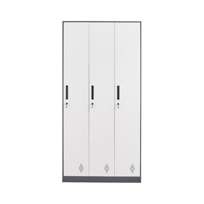 China Home/Office/Desktop Steel Locker Gym Metal 3 Door Locker High Quality Wardrobe School Locker Clothing Storage Locker for sale