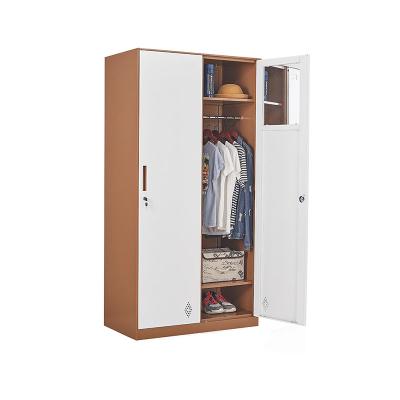 China Factory direct sale foldable 2 door cheap steel wardrobe cold rolled steel locker coffee +white color for sale