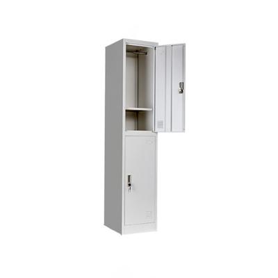 China Commercial Furniture 2 Door Clothing Locker 2 Door Single Door Cabinet Steel Almirah Light Gray Single Door Locker for sale