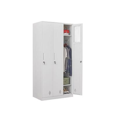 China 3 Door Adjustable Wardrobe Locker Metal Cabinet Steel Wardrobe Clothes Wardrobe (Size) for sale