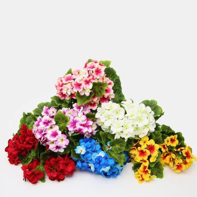 China Wholesale Silk Aritificial Flowers Geranium Bouquet For Outdoor Indoor Decoration for sale