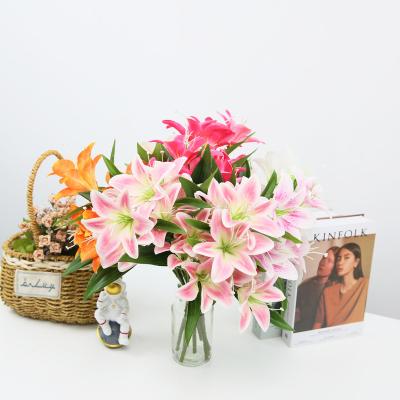 China 10 Heads Lily Flowers Cheap Handmade Flowers Wholesale Artificial Touch Flowers For Home Decor for sale