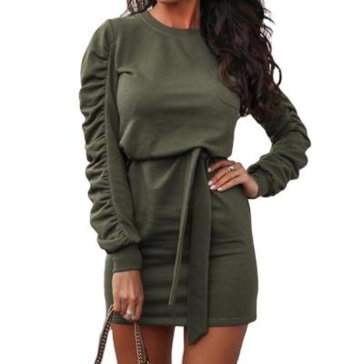 China Timtex QUICK DRY Popular Clean Color Long Sleeve Sweatshirt Dress for sale