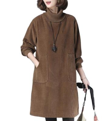 China Anti-pilling New Timtex Choker Top, Velvet, Loose, Slim, Medium Length Corduroy Sweatshirt Dress for sale