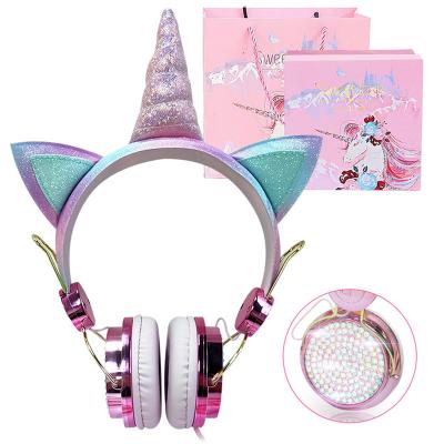 China Lovely Multi-colored Viable Cute Wire Anime Innoliance Headphones Fir Pink Unicorn Headphones Unicorn Headphones Cable Kids With Microphone For Girls for sale