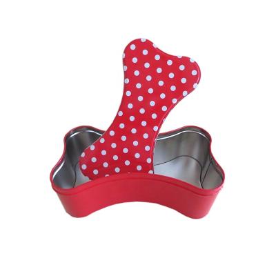 China Recyclable Custom Bone Shape Dog Cat Food Tin Case Biscuit Tin Case For Promotion for sale