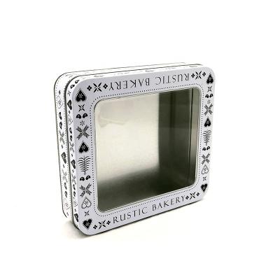 China Recyclable Metal Square Christmas Cookie Tin Box With Window for sale