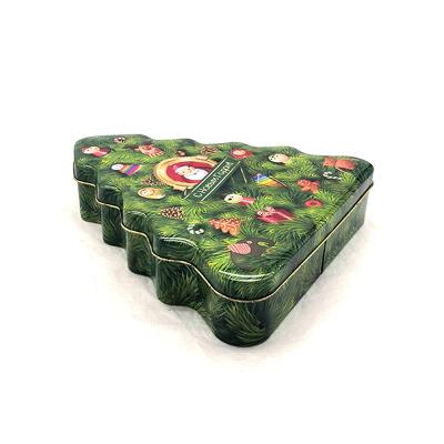 China Recyclable Empty Hot Sale Christmas Tree Shape Gift Tin Box for sale