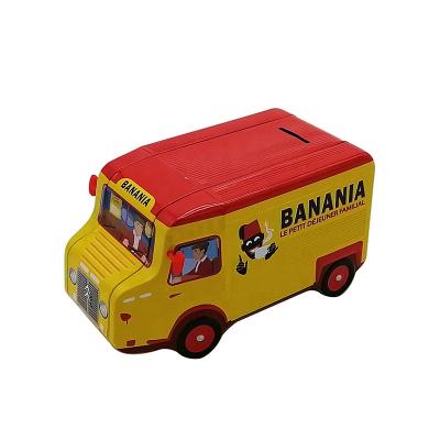 China Wholesale Cookie Car Shaped Money Coin Savings Box Tin Box Saving Money Metal Tin Can for sale