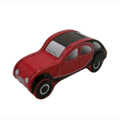 China Red Cookie Car Shape Coin Bank Tin Box Cookie Candy Gift Tin Box for sale