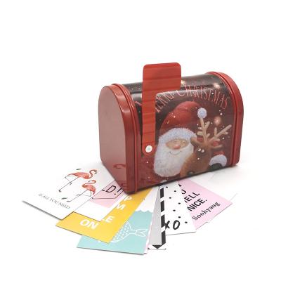 China Recyclable Christmas Mail Boxes Candy Tin Box Decoration Metal Mailbox Christmas Gift Tin With Flag for sale