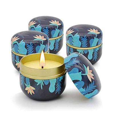 China Recyclable Round Scented Candle Wax Metal Candle Holder Empty Tin Tin Case for sale