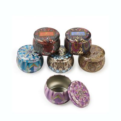 China Candle Custom Metal Round Tin Decorative Candle Tin Can Wax Candle Packaging Containers Seamless Candy Boxes for sale