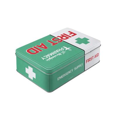 China Empty Recyclable Metal Bandage Tin Box First Aid Tools Storage Tin Box for sale