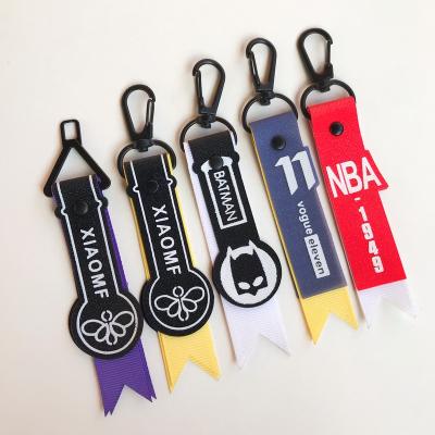 China Soft High Quality Popular Custom Webbing Christmas Metal Feel PVC Key Chain Logo Fabric Plastic Type Material For Bag for sale