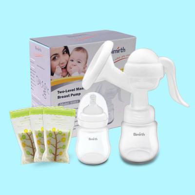 China Best BPA White Card Breastmilk Pump Donation Kit Breastmilk Bag Gift Free Selling Silicone Baby Manual Breast Pump for sale