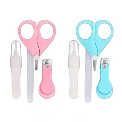 China Wholesale 4 Pcs Newborn Baby Nail Clippers Stainless Steel Nail Scissors Grooming Kit Newborn Baby Kids Infant Blue Pink For Baby for sale