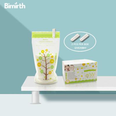 China Bimirth 8oz 250ml BPA Free Milk Bag Double Zip Lock Leak Proof Self Standing Green Fast Delivery Breastmilk Bags for sale