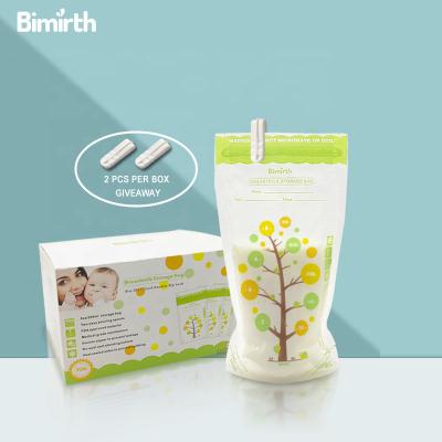 China Double Zipper Rack Breastmilk Bags Bpa Free Bimirth Green On Stock Breastmilk Bag Freezer for sale