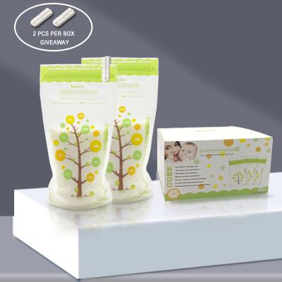 China Bimirth double zipper breastmilk storage bags 250ml/8oz free presterilized fast shipping breast milk storage bag for sale